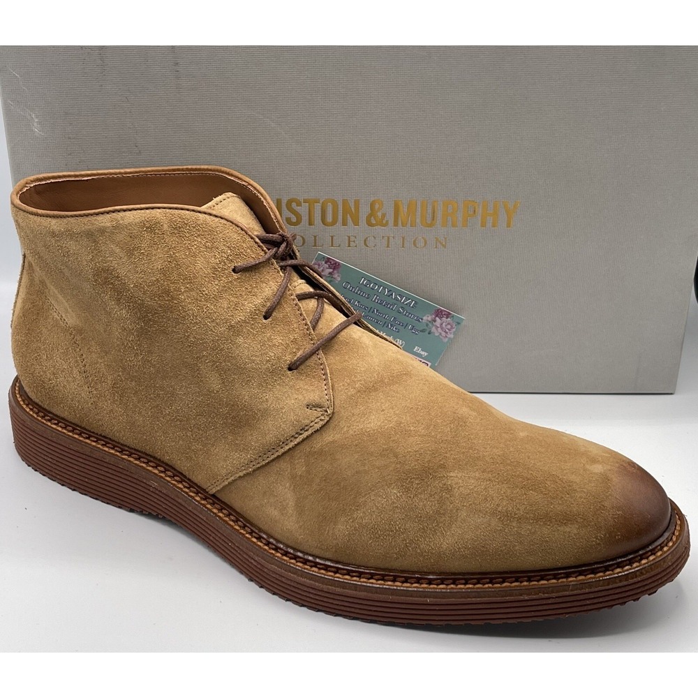 Johnston & Murphy Jameson Suede Chukka Boots Tan Men's 13 M Made in Italy NIB